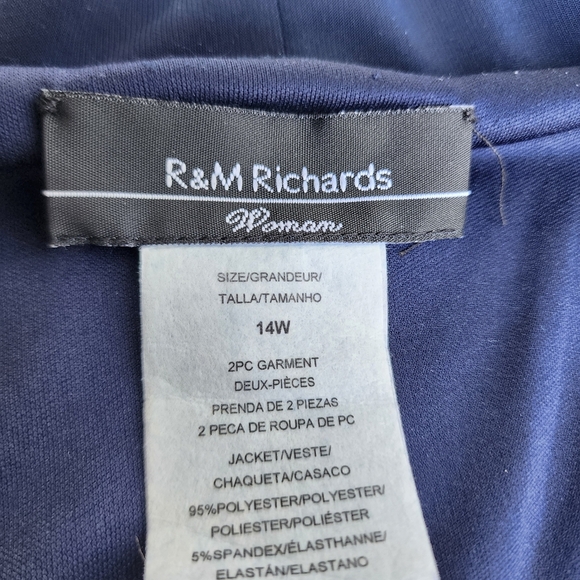 R&M Richards Women's Navy Blue Top  Sparkle Elegant Stretch 3/4 Sleeve Sz 14W - Picture 8 of 12